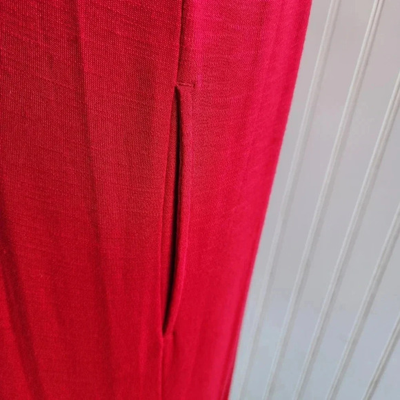 J. Jill Raspberry Pink Layered Knit Dress Stretch Short Sleeve Buttons Rayon L - Picture 7 of 15